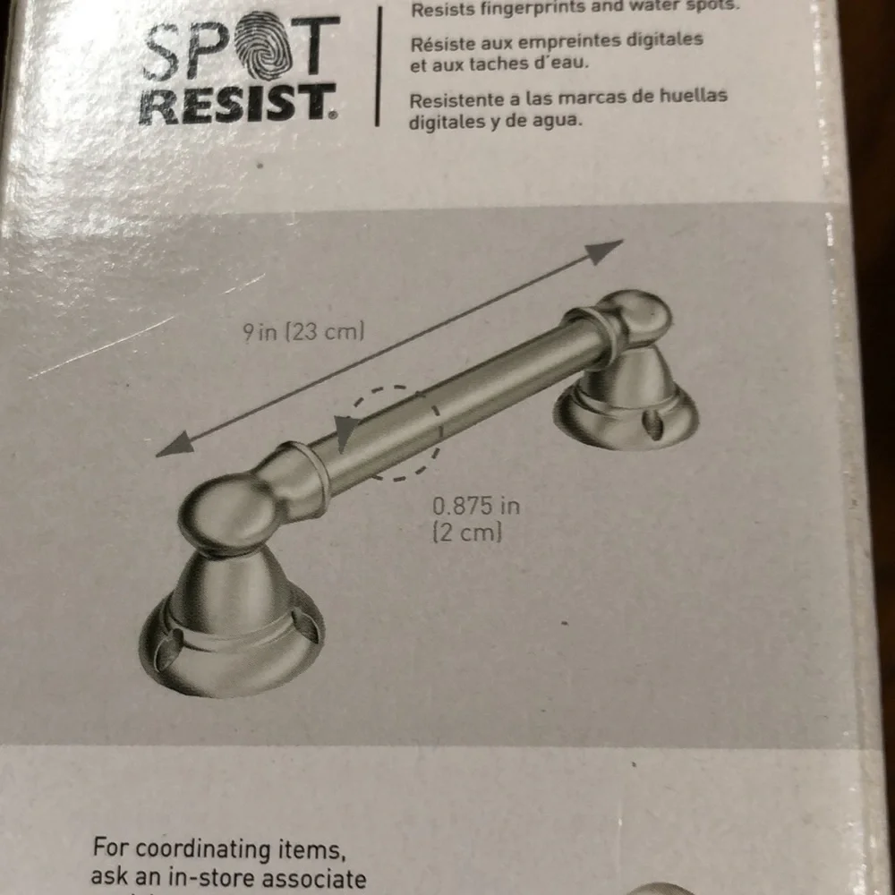 New Moen designer handgrip. Banbury brushed nickel. 9” length x  0.875” around.